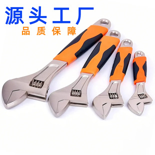 Manufacturer Supplies Linyi Forged Single-Color Middle Sleeve Rubber Handle Chrome-Plated Nickel-Plated Household Combination Tool Durable Adjustable Wrench