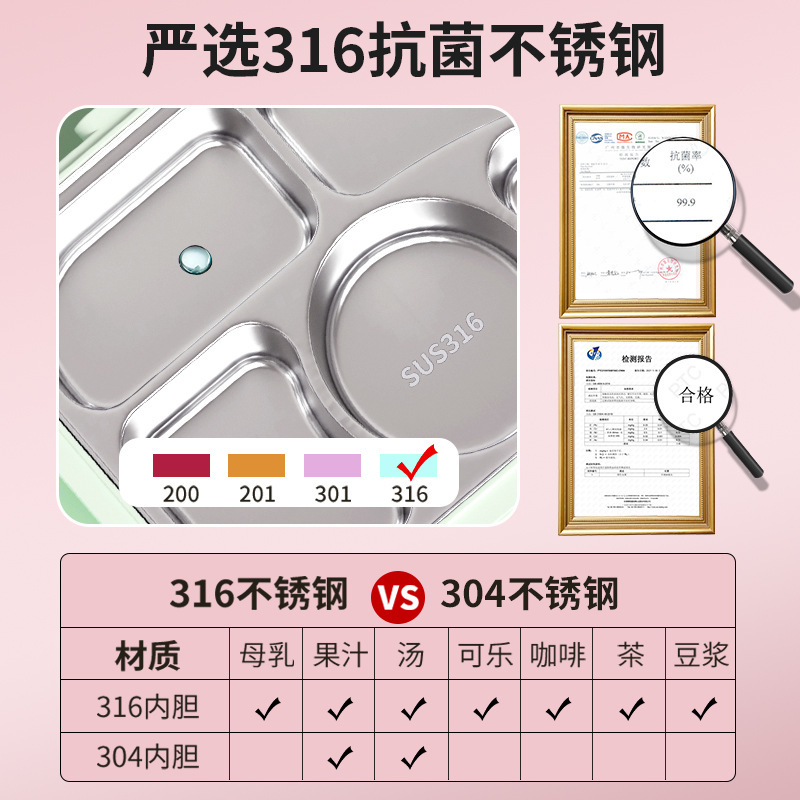 316ステンレス保温弁当箱アニメ小学生専用食品級児童分格弁当弁当箱は決められる|undefined
