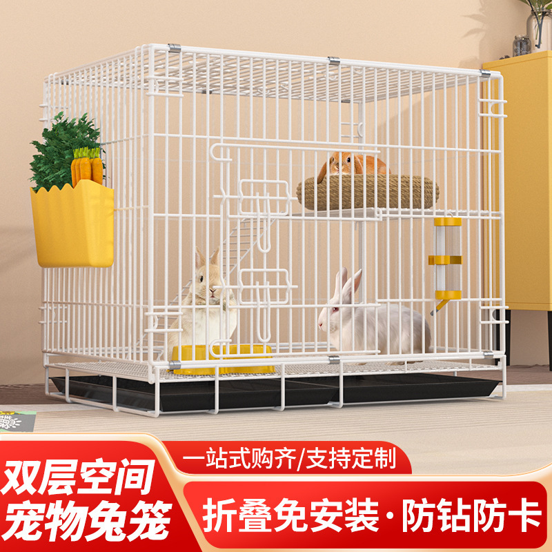 Rabbit Cage for Home Use, Foldable Indoor Rabbit Cage, Easy to Clean, Portable Outdoor, Suitable for Lop-Eared Rabbits, Reinforced Rabbit Cage, Cat Cage