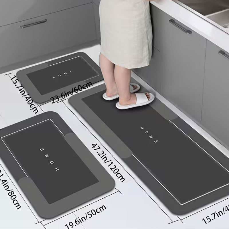Cocina transfronteriza de tres piezas cojín de piso lavable barro de diatomas absorción de agua a prueba de aceite cojín de alfombra resbaladiza resistente a la suciedad cojín de pies