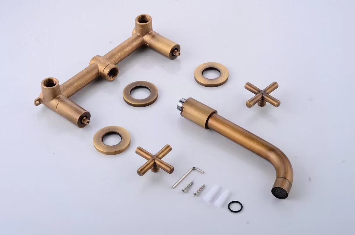 Cross-border all-copper double-handle concealed washbasin, hot and cold water faucet, hotel apartment, homestay, built-in wall-mounted faucet undefined