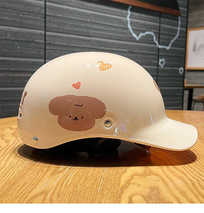 Original Puppy 3C Certified Electric Vehicle Safety Helmet for Women, Cartoon Motorcycle Helmet, Summer and All-Season Sun Protection for Electric Vehicles