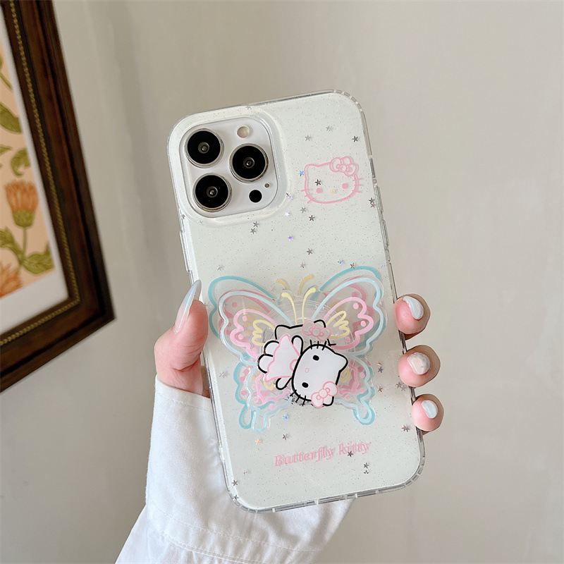 Girl ins brillo mariposa kt para iphone15 soporte 16ProMax funda para teléfono móvil Apple 13/14 nuevo