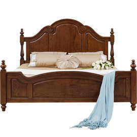 FNN1批发纯全实木原木床小美式轻奢欧式意式红橡木卧室1.8米1.5双