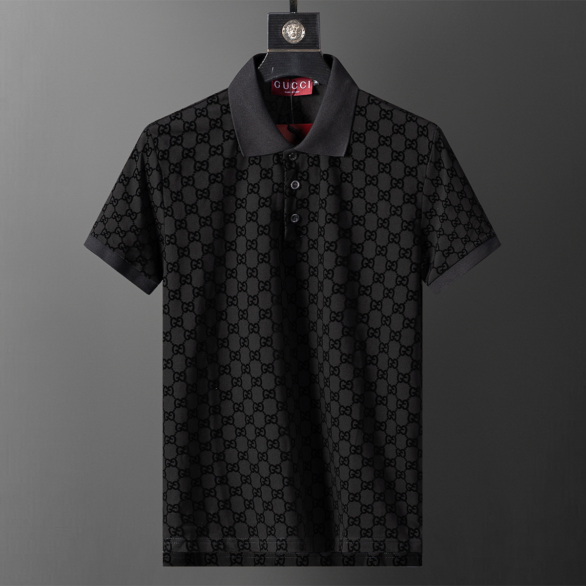 Cross-border versión correcta 26 nuevo polo para hombres color sólido negocios Jacquard casual con solapa de punto manga corta 1