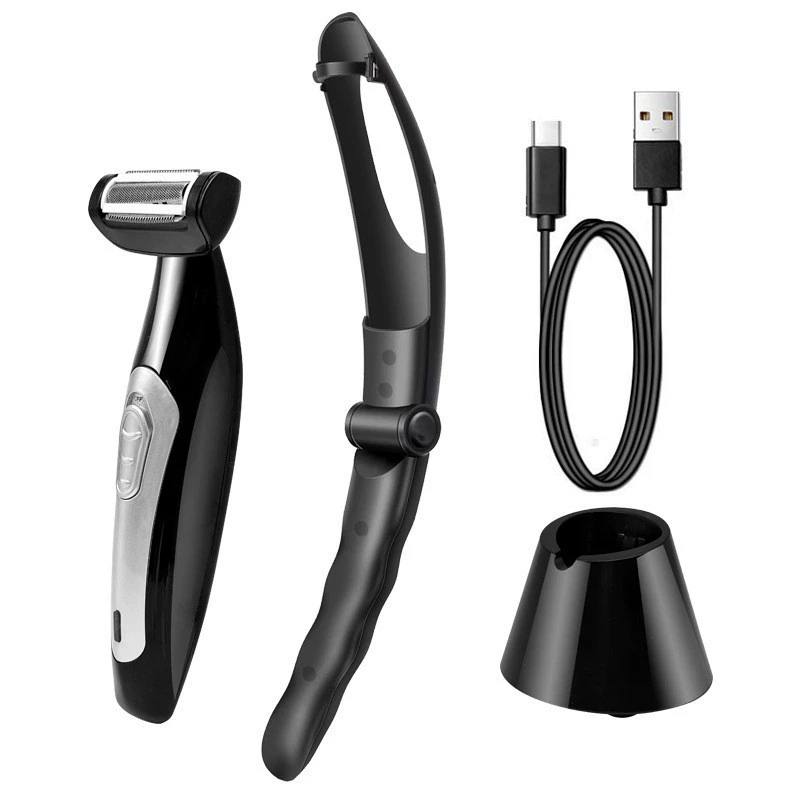 Новый электрический бритвенный прибор для спины с USB-подзарядкой, эпилятор для спины с ручкой и полная водонепроницаемость тела