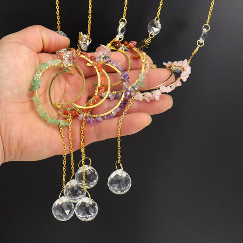 Tiktok Live Sun Catcher Moon Sun Crystal Pendant Lighting Pendant Decorative Chandelier Accessories T04