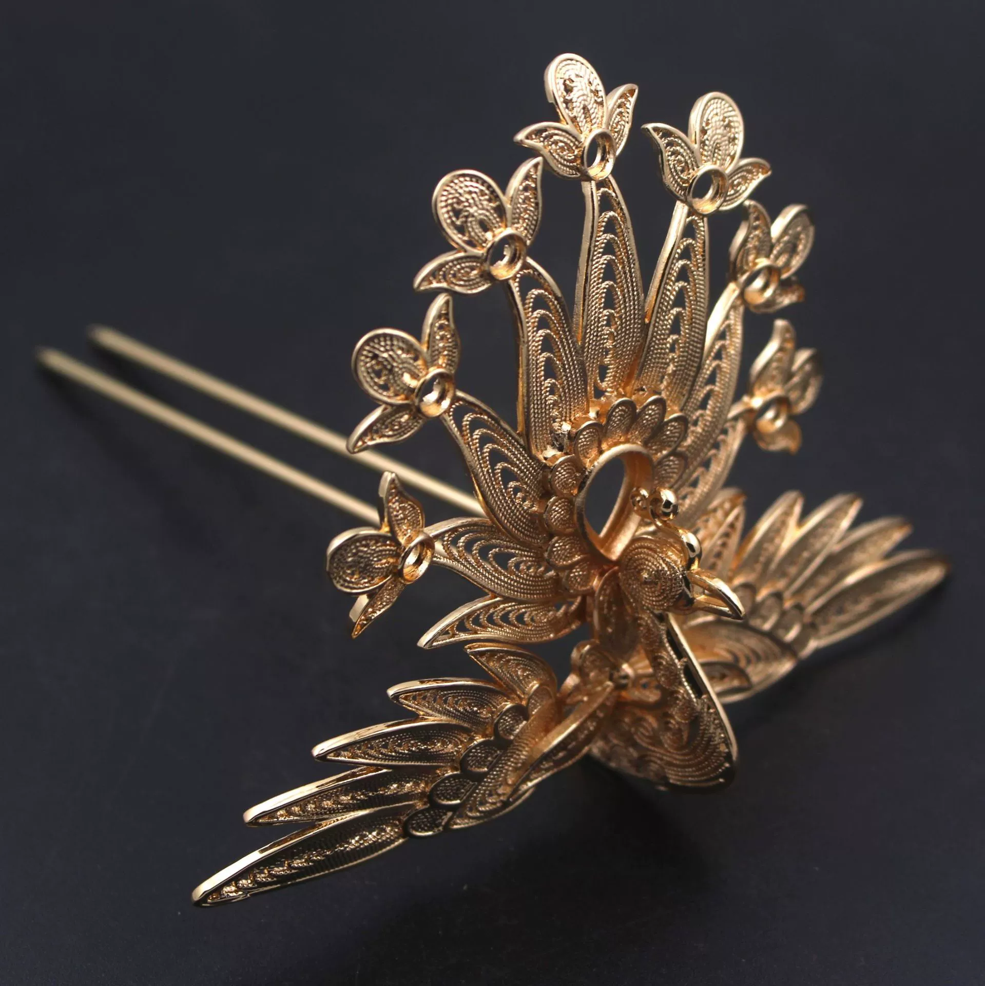 Phoenix with tassels, copper Hanfu, Chinese hairpin, hair accessory