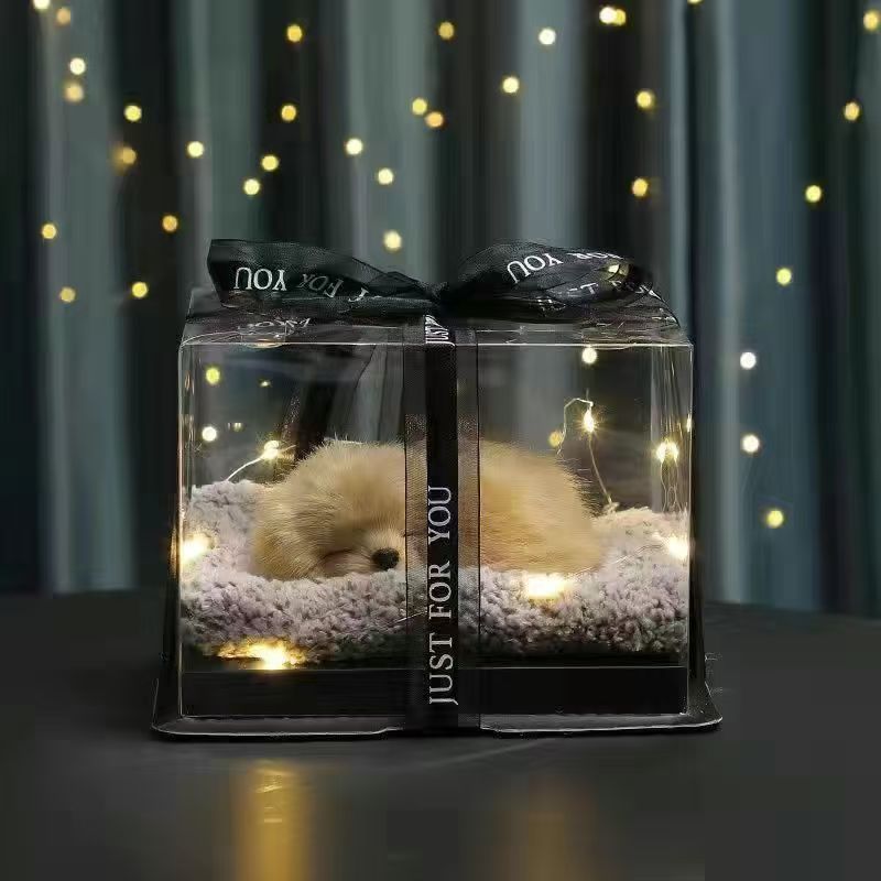 Llamará juguetes de simulación adornos de carbón de bambú modelo de gato adornos juguetes de peluche muñeca caja de regalo de cumpleaños