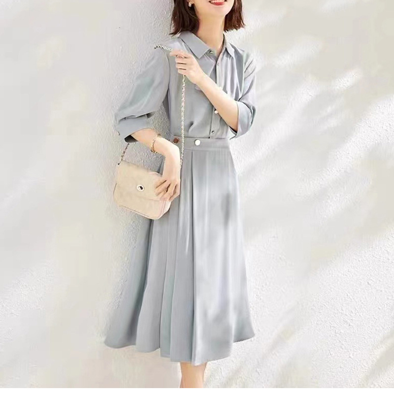 Spot manufacturers wholesale new solid color temperament professional shirt dress dress formal occasion dress summer Women