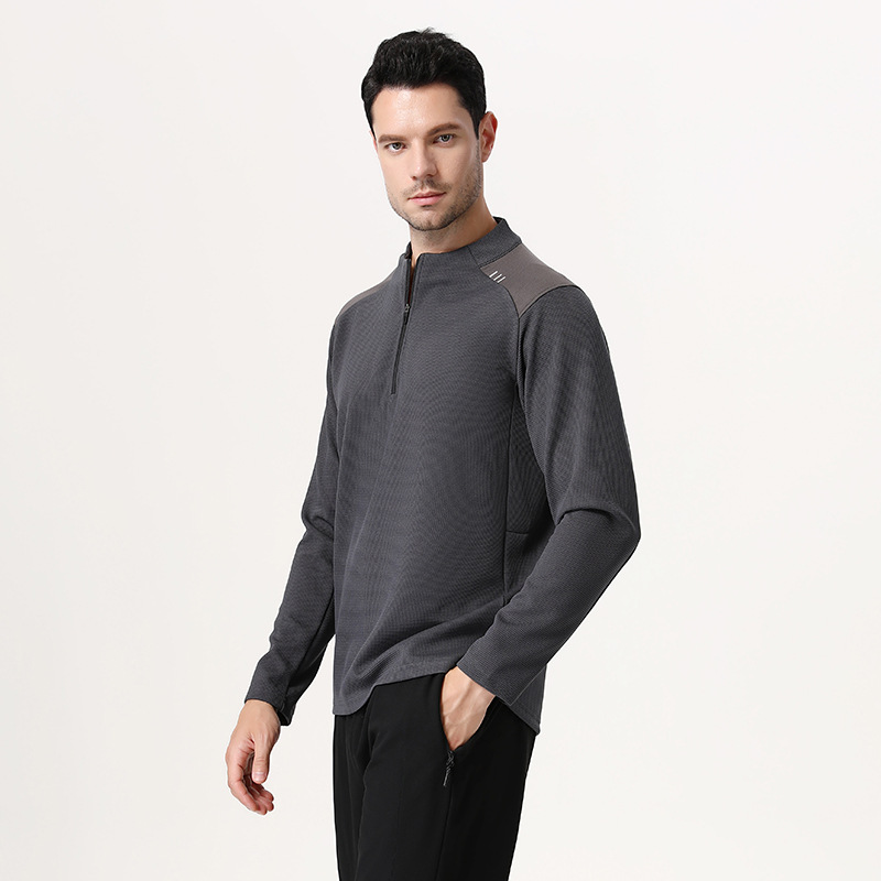 Camisa de manga larga con media cremallera para hombre lulu, ropa deportiva de secado rápido al aire libre, ropa de entrenamiento de fitness para correr, ropa de ciclismo, suéter casual