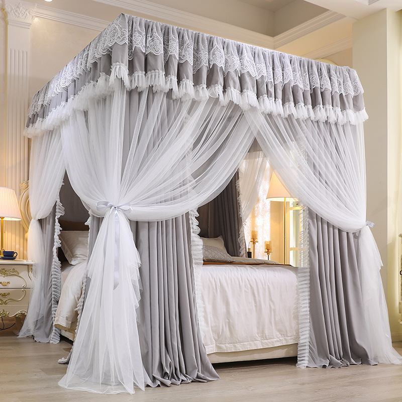 Mosquito Net Integrated Three-Door Household Princess Style Floor-Standing Double-Layer Dust-Proof Bed Curtain Bed Curtain 1.5/1.8 Bed