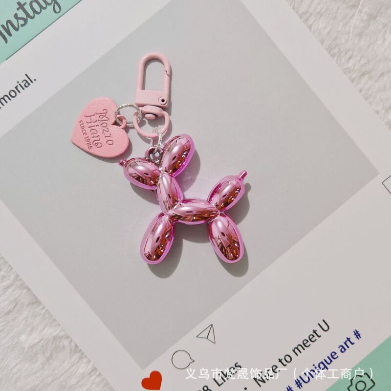 かわいいins風メッキバルーン犬のキーホルダークリエイティブカップルの親友DIYキーホルダー|undefined