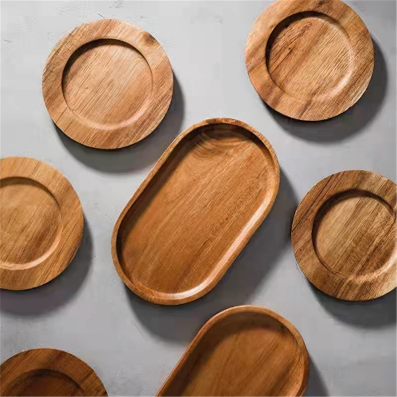 bandeja de postre de madera de alta sensación para el hogar, taza de marca, taza de almohadilla de madera de acacia