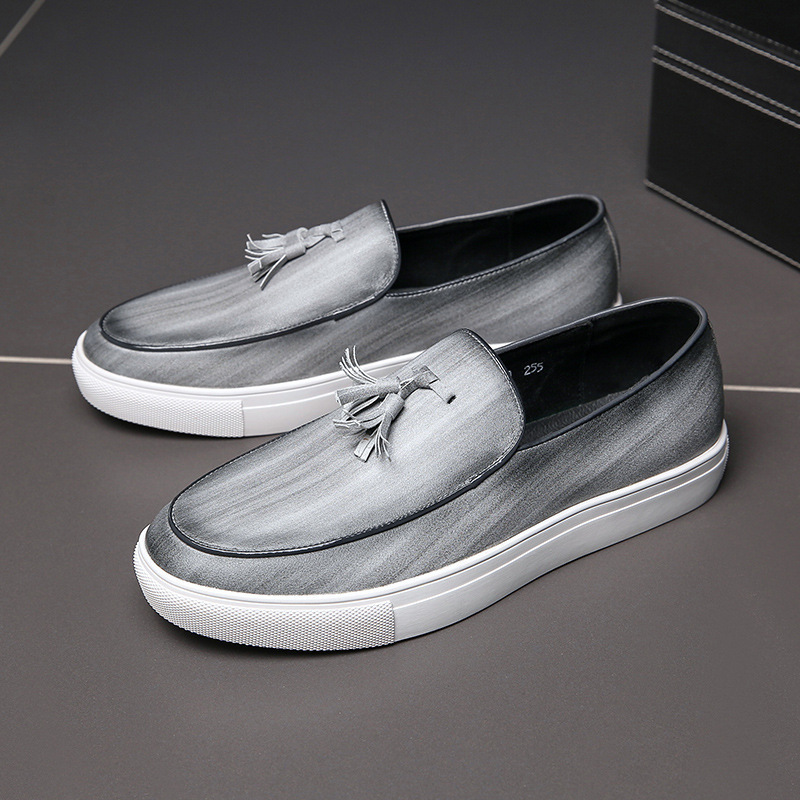 Transfronterizos de tamaño 46 zapatos de hombre de primavera de negocios zapatos de patina de bordas para hombres de color sólido de un pie de zapatos de cuero de calzado