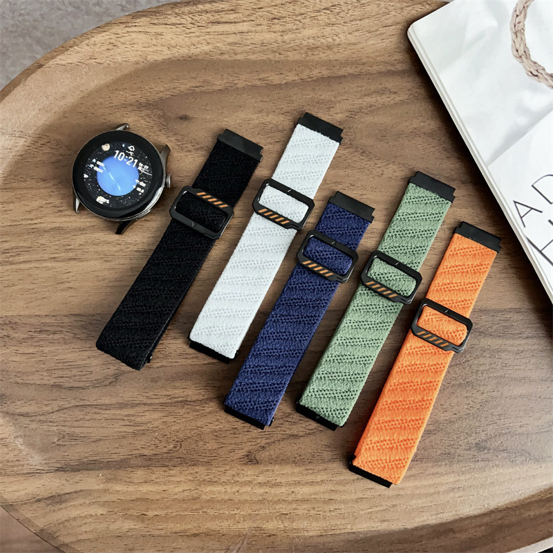 Suitable for Huawei Watch 22mm Lightning Black Buckle Nylon Loop Men's watch4/3 Three Star Nylon Elastic Strap