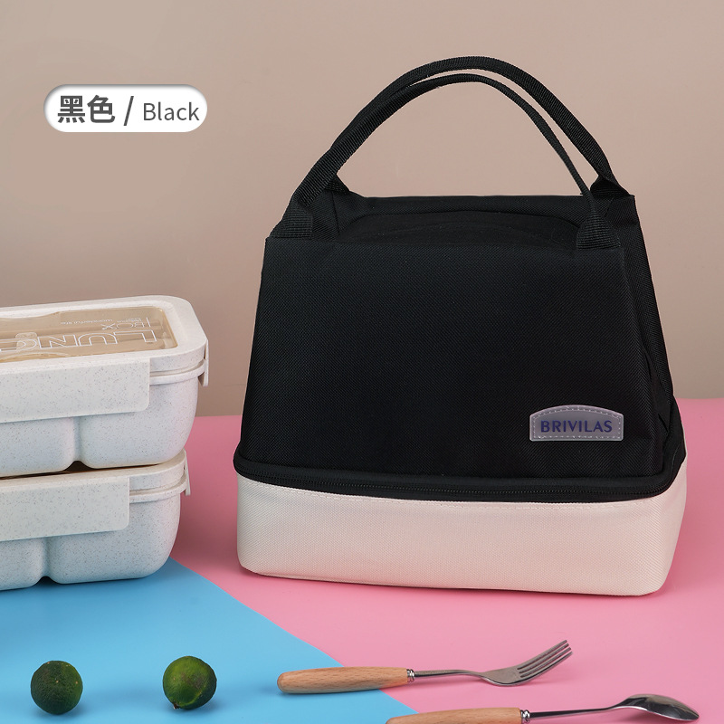 Bolsas de comidas etiquetadas transfronterizas bolsas de almuerzo de oficina portátiles bolsas de almuerzo de aislamiento térmico bolsas de almuerzo de tela Oxford