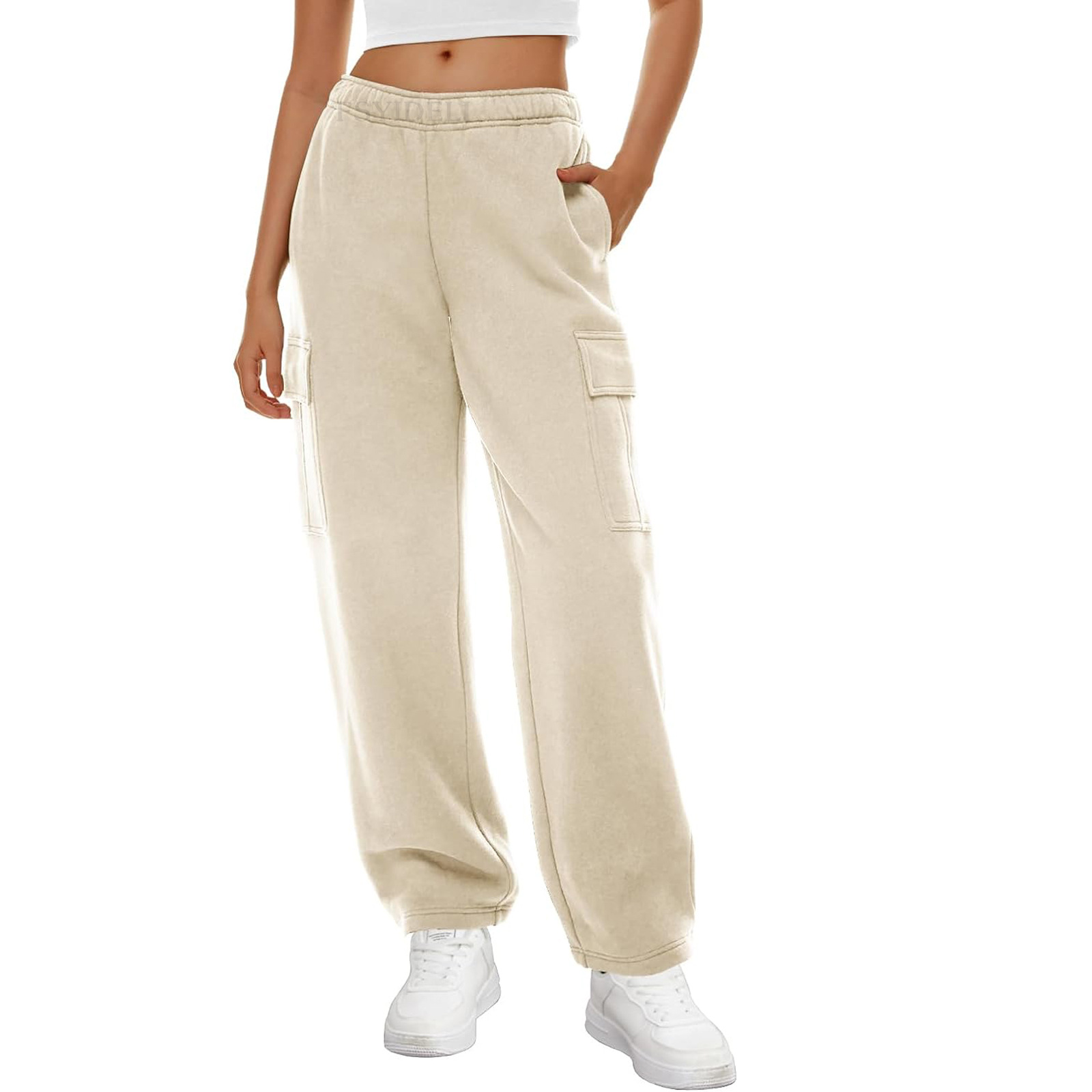 El comercio exterior de otoño e invierno de las mujeres pantalones de chándal de pierna ancha nueva cintura elástica suelta overoles casuales populares SU3570 image 4