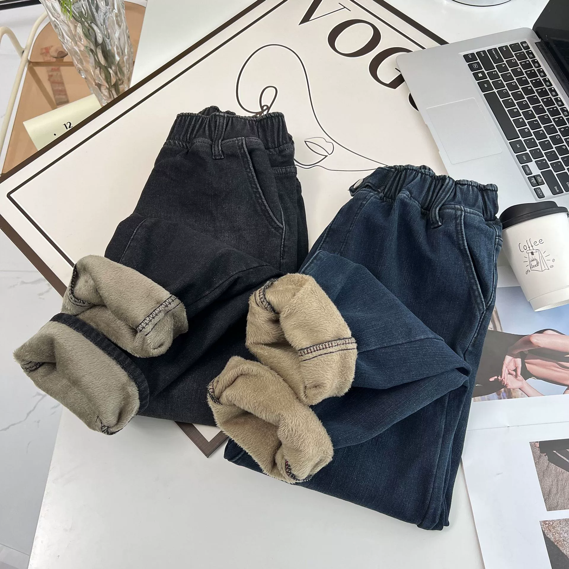 Осенние и зимние новые 200 фунтов толстая сестра тонкая и бархатная джинсовые штаны большого размера женская повседневная редька брюки 0909