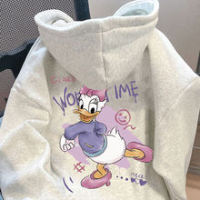 银狐绒韩版慵懒风卡通唐老鸭连帽卫衣男女ins百搭秋冬季宽松外套