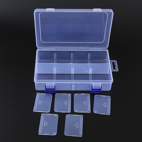 Detachable double-button large 8-compartment storage box hardware electronic components parts box separated transparent plastic storage box