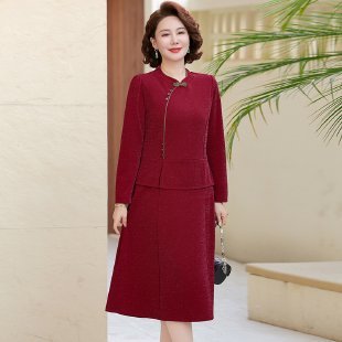 中年妈妈秋季连衣裙中老年女装2025新款春秋新款中式长袖裙子洋气|undefined