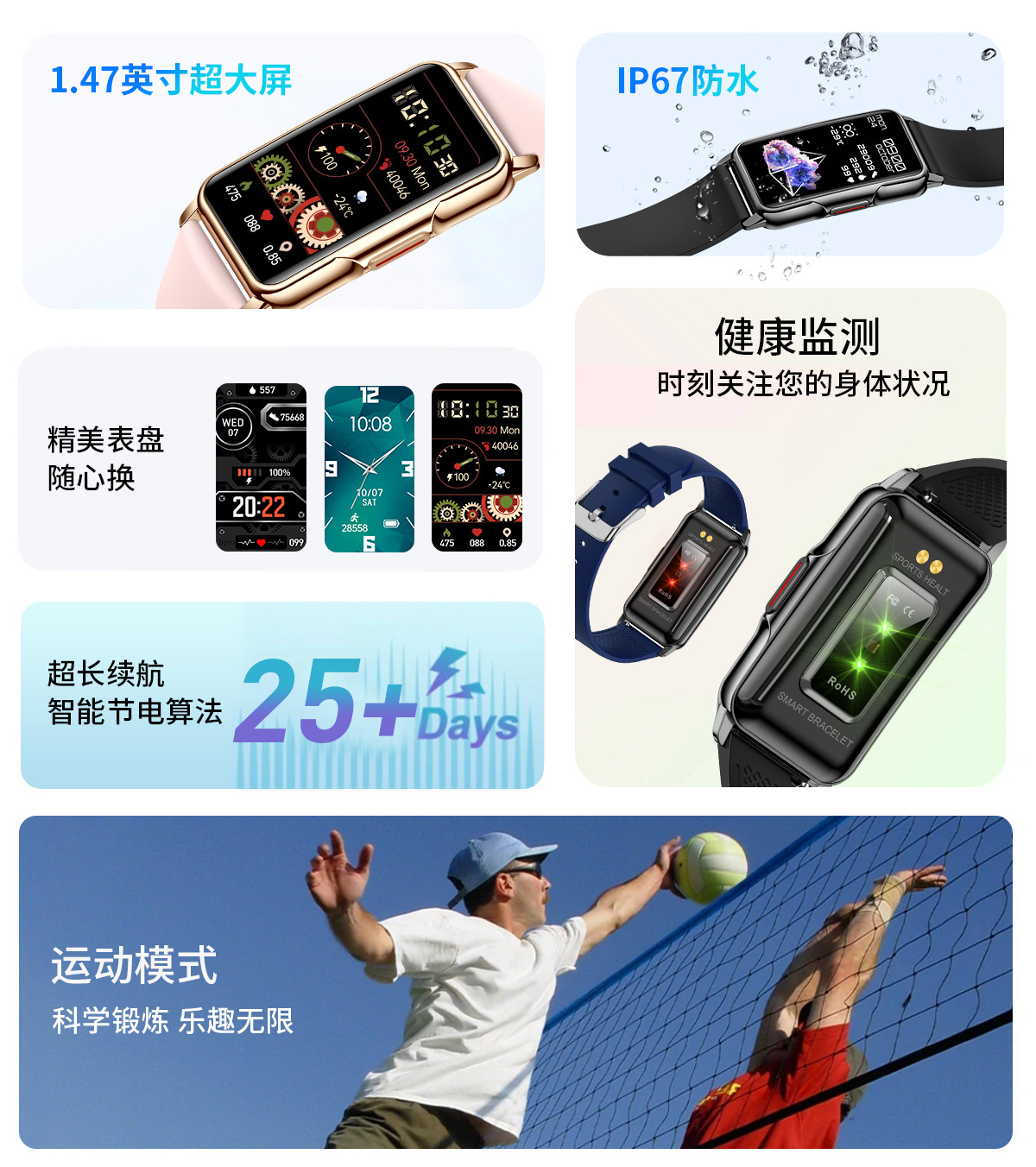 The new cross-border H80 smartwatch features heart rate, blood oxygen, sleep monitoring, Bluetooth call and fitness wristband details Picture
