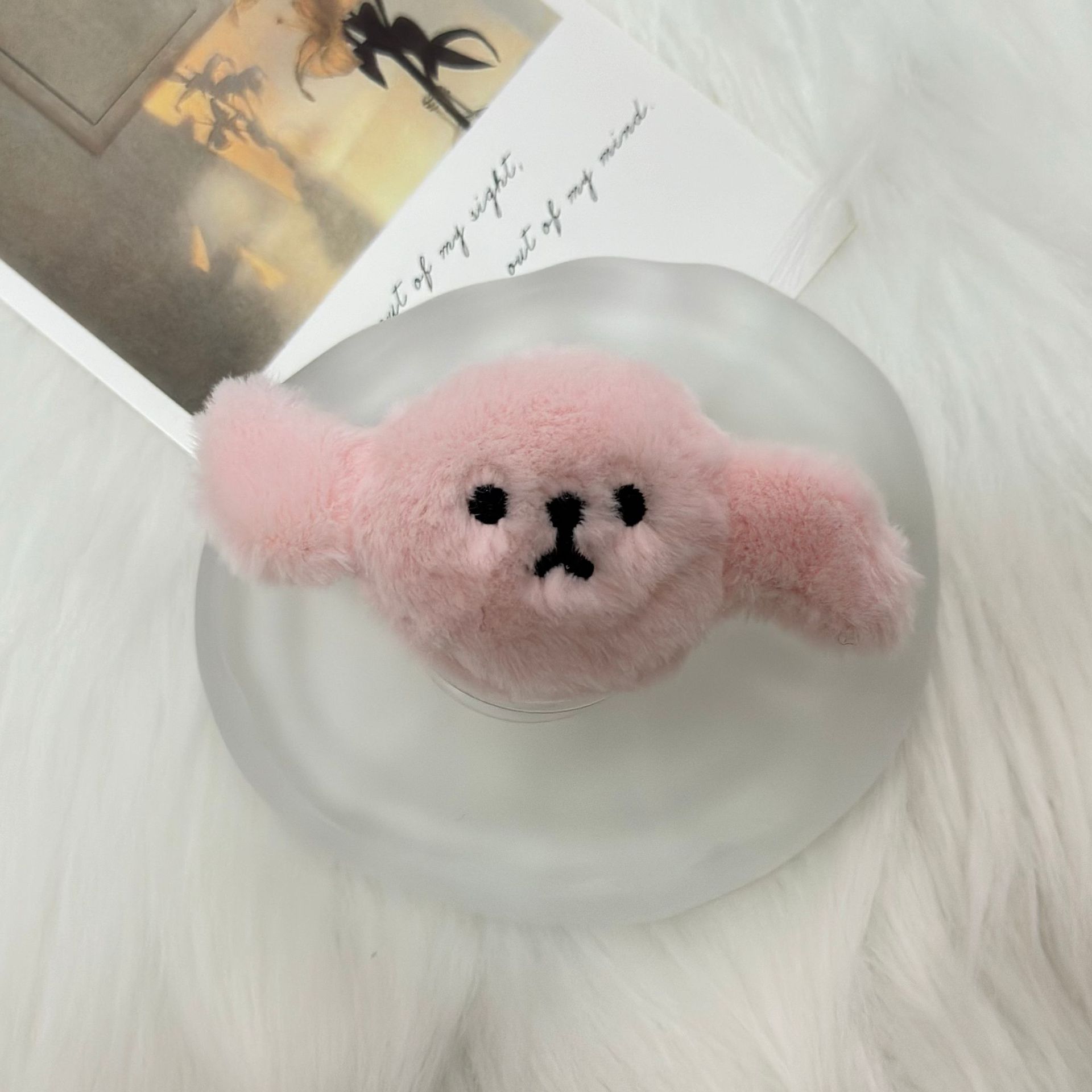 Plush Cute Puppy Phone Airbag Magnetic Stand Korean Ins Style Ring Retractable Lazy Desktop Watching Drama_voghion.com