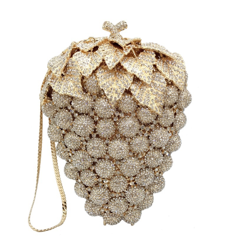 Grape cristal embrague de grape bolsas de cena con diamantes huecos llenos de diamantes vestido de fiesta bolsas de mano
