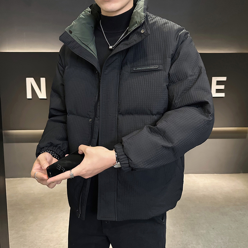 남성용 다운 재킷 겨울 2025년 신상 겨울 패션 브랜드 두꺼운 짧은 스타일 흰 오리털 남성 겨울 의류 스탠드 칼라 재킷
