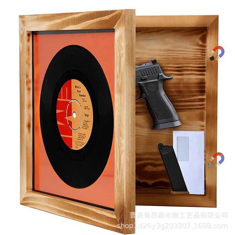 Wooden Double Layer Pistol Hidden Photo Frame Home Wall Mounted Magnetic Pistol Box Wooden Wall Replaceable Photo Frame Wooden Double Layer Pistol Hidden Photo Frame Home Wall Mounted Magnetic Pistol Box Wooden Wall Replaceable Photo Frame
