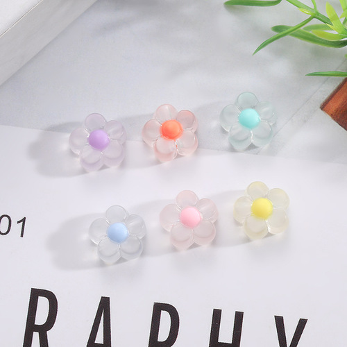 Factory 12mm Frosted Inner Color Small Flower Bead Phone Chain DIY Children's Accessories Acrylic Accessories