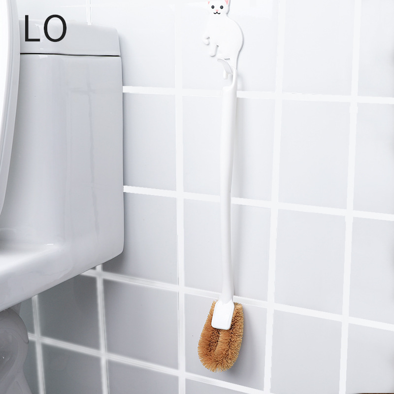 Japanese Imported Long Handle Coconut Brown Toilet Brush Wall-Mounted Toilet Bathroom Cleaning Brush Toilet Toilet Arc Brush