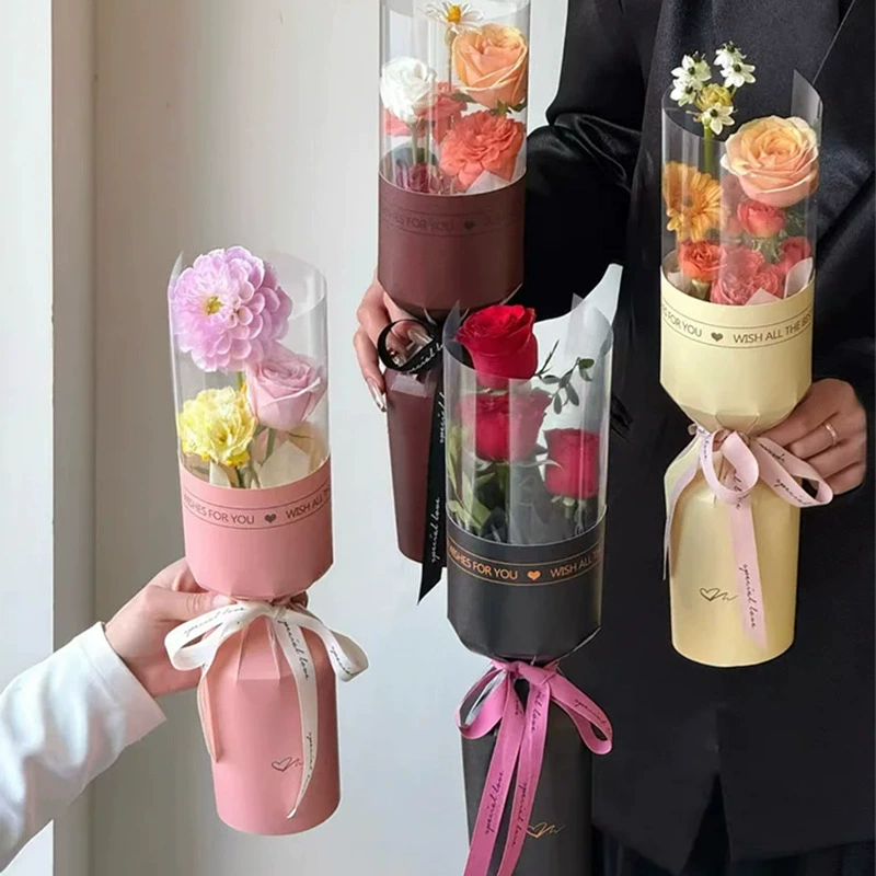 Пакет для упаковки одного цветка, встроенная формирующая деталь, оберточная бумага для одного букета, артефакт для цветочной сумки, упаковочный материал для букета.