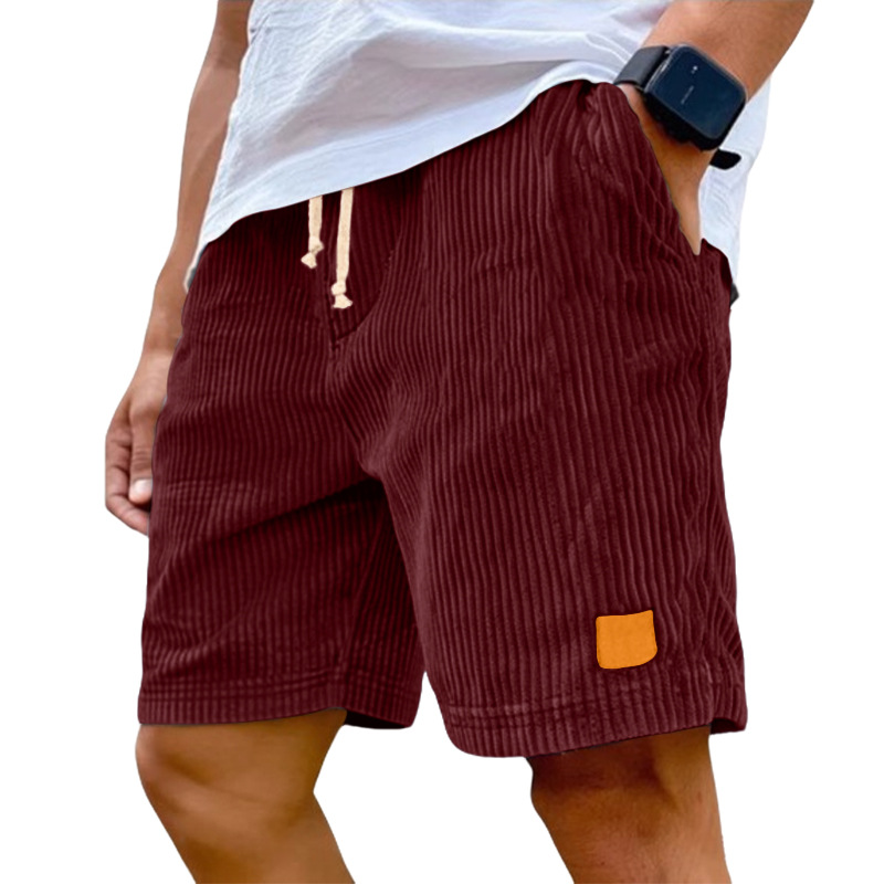 Europa y los Estados Unidos transfronterizos Amazon nuevo hombre retro bordado lámpara de cuero velcro cordón de moda pantalones cortos casuales estadounidenses