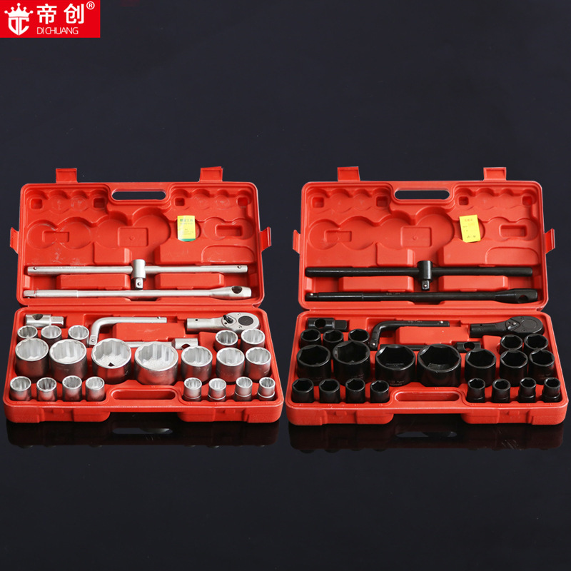 厂家帝创牌 26件重型套筒 机修汽修扳手组合套头五金工具扳手