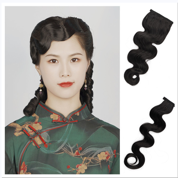 Wig Bangs Hand Push Ripple Bangs Front Bangs Republic of China Cheongsam Style Hair Accessories Big Wave Wig Bangs Wig Bangs Hand Push Ripple Bangs Front Bangs Republic of China Cheongsam Style Hair Accessories Big Wave Wig Bangs