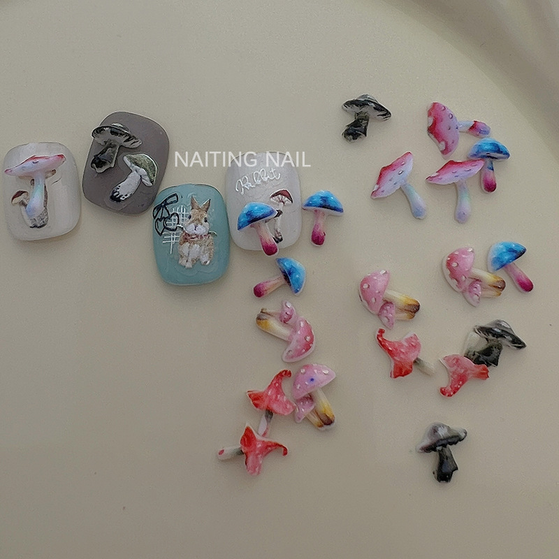 Small Cute Fairy Mushroom Stereo Dream Poison Mushroom Stereo Resin Wear Armor Decoration Nail Art Material Patch