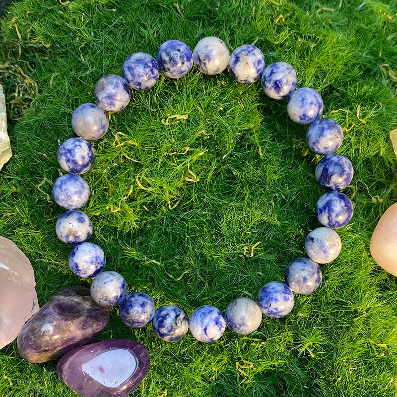 temu希音TK跨境爆款手链 蓝纹玛瑙手串 天然石手链Beads Bracelet|undefined