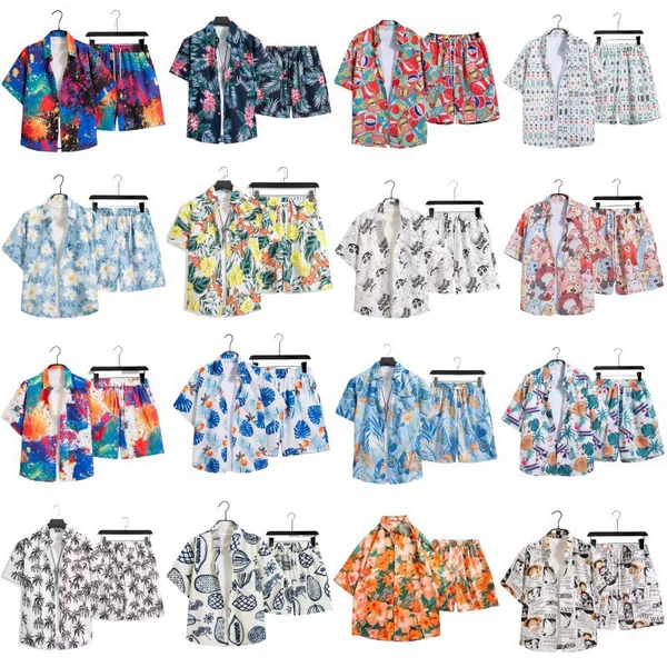 Resort Style Songkran Festival Event Parent-Child Wear for Men and Women, Floral Shirt Suit, Hawaiian Short-Sleeved Beach Children's Clothing Trend