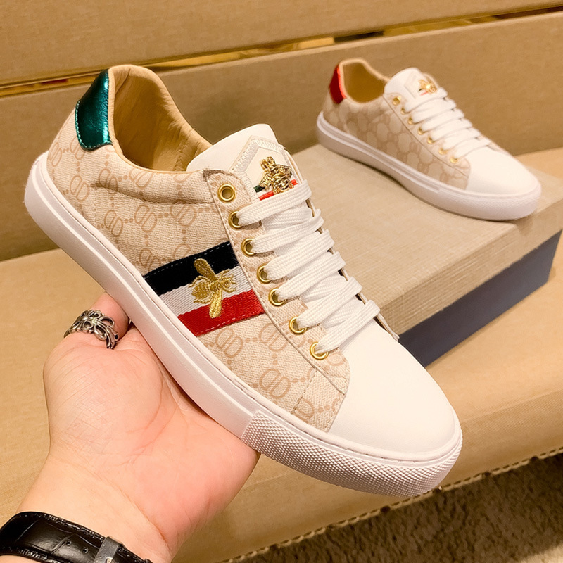 Fucci Men's Shoes Little Bee White Shoes Men's Shoes High Version Genuine Leather Casual Shoes European Station Fuchu Women's Shoes Fucci Men's Shoes Little Bee White Shoes Men's Shoes High Version Genuine Leather Casual Shoes European Station Fuchu Women's Shoes