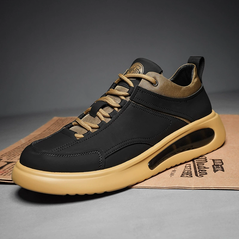 Повседневная кожаная обувь мужская мягкая подошва легкая дышащая мода модная мода мужская обувь 2024 новая шнуровая спортивная повседневная обувь