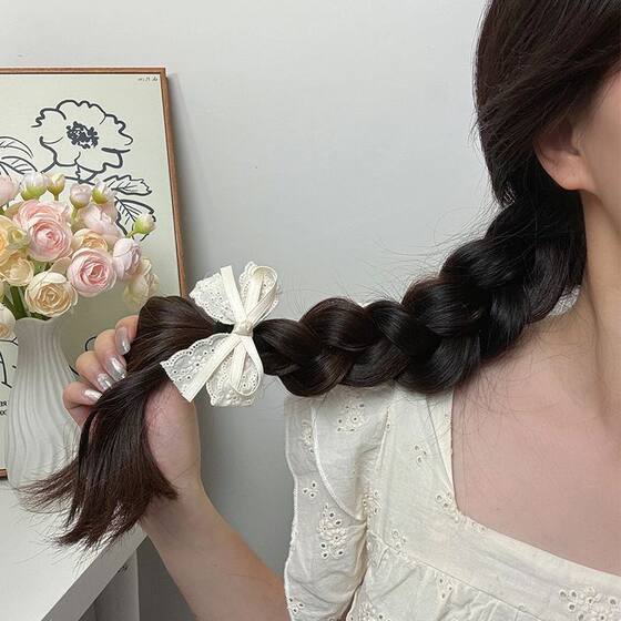 Vintage Fresh Beige Lace Embroidered Bow Hairpin Mori Style Side Clip Pastoral Bohemian Duckbill Clip