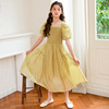 Summer dress, shiffon long skirt, children's small princess costume, puff sleeves, 2023, Korean style, suitable for teen