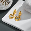 Retro advanced golden white pendant stainless steel heart shaped, earrings, European style, high-quality style