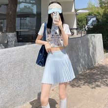 学院风百褶裙蓝色冰丝短裙女夏2025新款瑜伽防晒jk显瘦a字半身裙