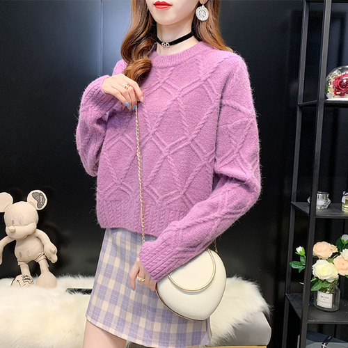 Women's Loose-knit Crew Neck Solid Color Short-sleeve Design Sensibility Cardigan - Autumn/Winter Version, Korean Style, Fashionable & Versatile Outerwear Top