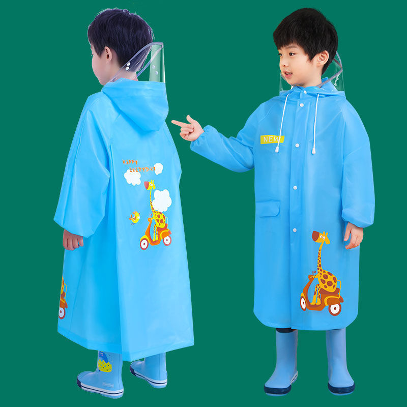 Children's Raincoat with School Bag for Primary School Students, Kindergarten, Boys and Girls, Rainproof Full-Body Transparent Baby Poncho