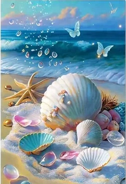 Картина алмазной мозаики 5D, Пляжный ракушечный пейзаж, 30×40 см, полный стирт DIY набор