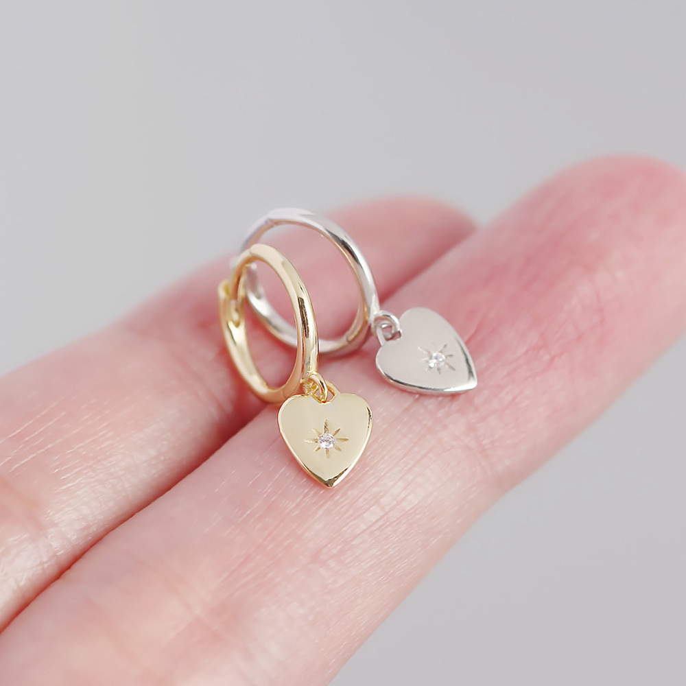 Heart Fashion 925 Sterling Silver Gem Plating Earrings display picture 4